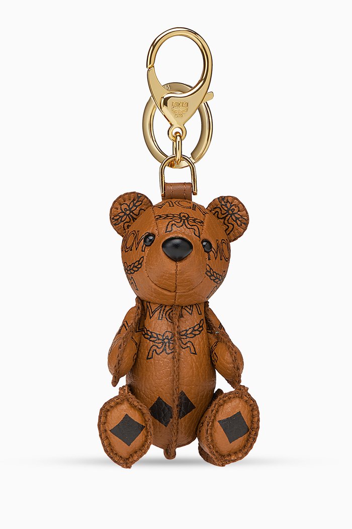 

MCM Park Bear Bag Charm in Coated Canvas, Brown