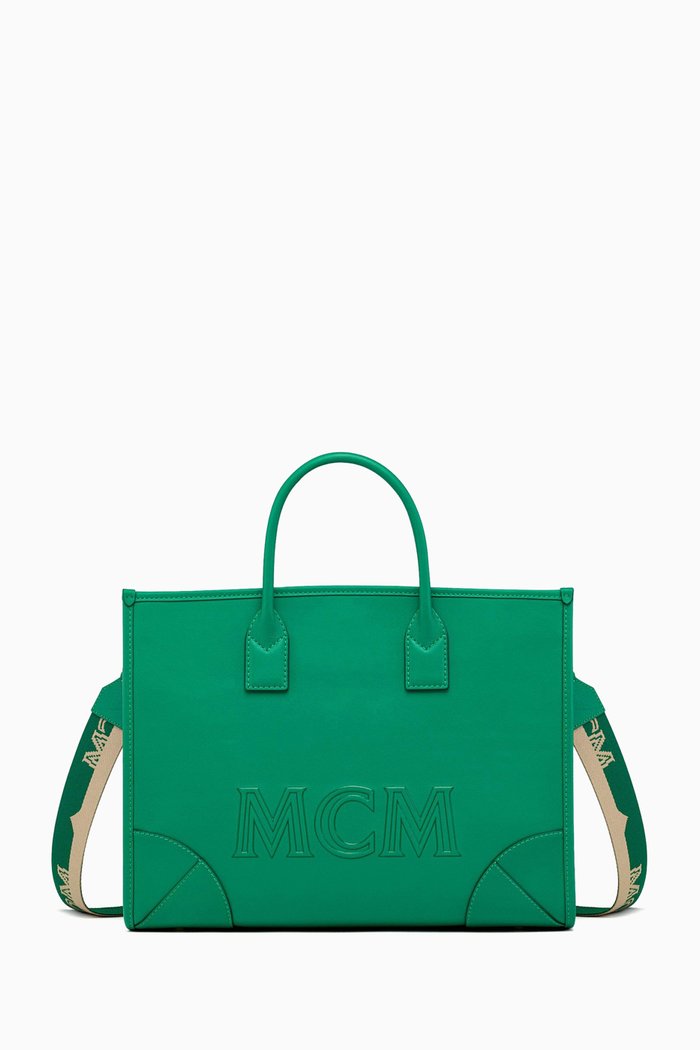 

Large München Tote Bag in Spanish Calf Leather, Green
