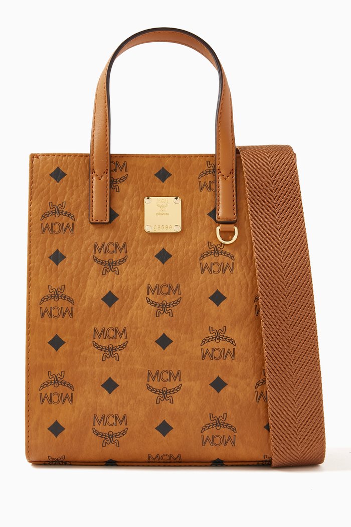 Mini Aren Tote Bag in Visetos Canvas, Brown