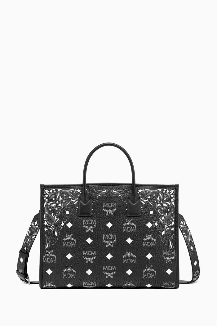 

Large München Tote Bag in Studded Bandana Visetos, Black