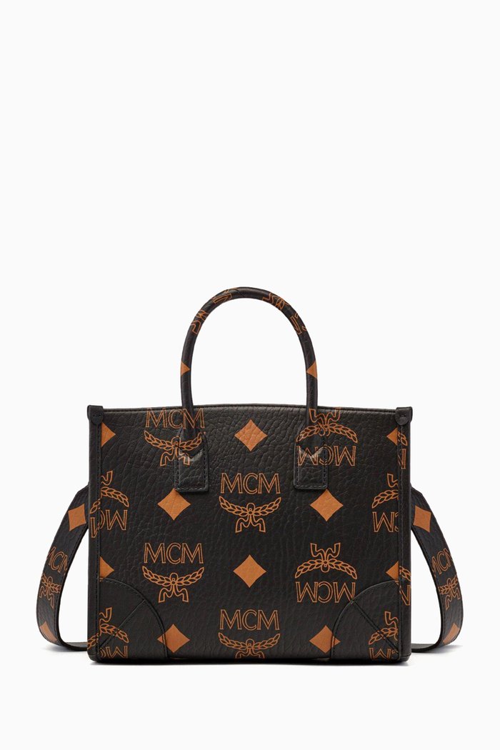 

Small München Tote Bag in Maxi Visetos Canvas, Black