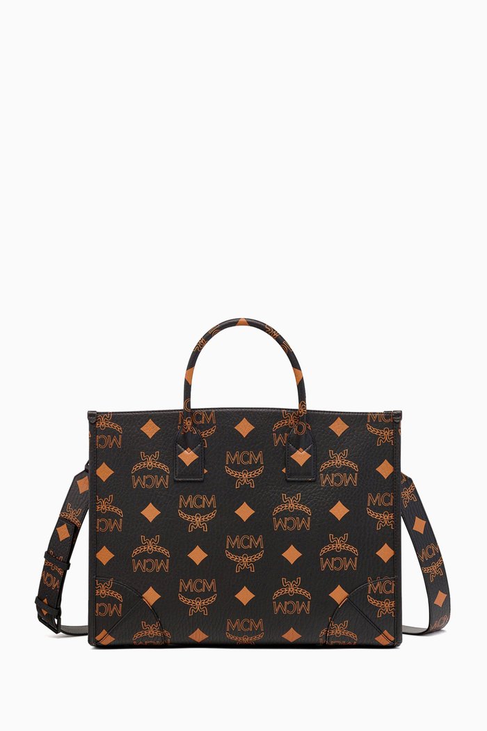

Large München Tote Bag in Maxi Visetos Canvas, Black