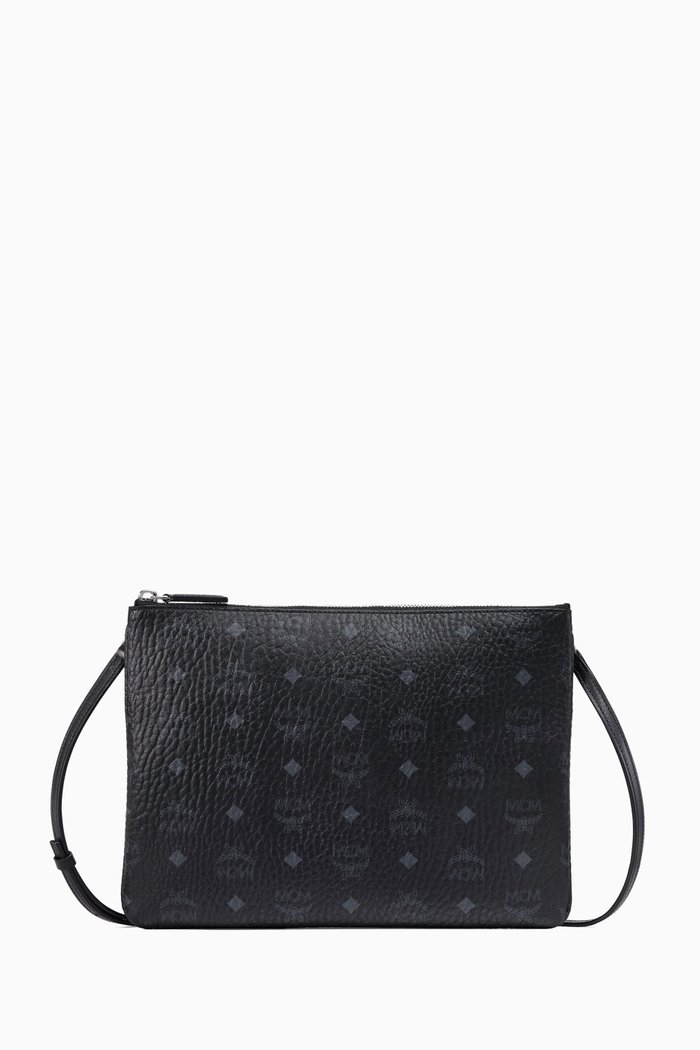 

Medium Crossbody Pouch in Coated Canvas, Black