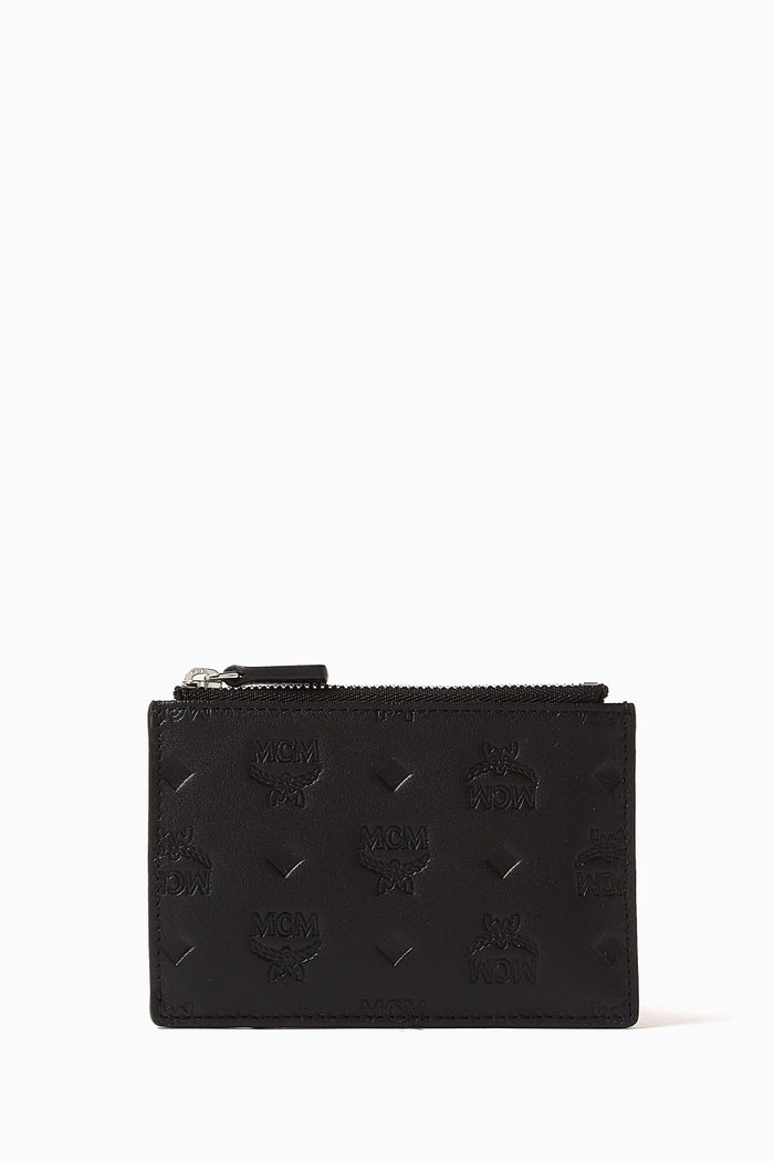 

Aren Zip Card Case in Leather, Black