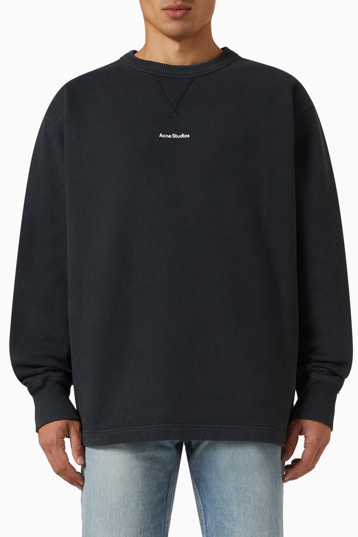 

Fin Stamp Sweatshirt in Organic Cotton Jersey, Black