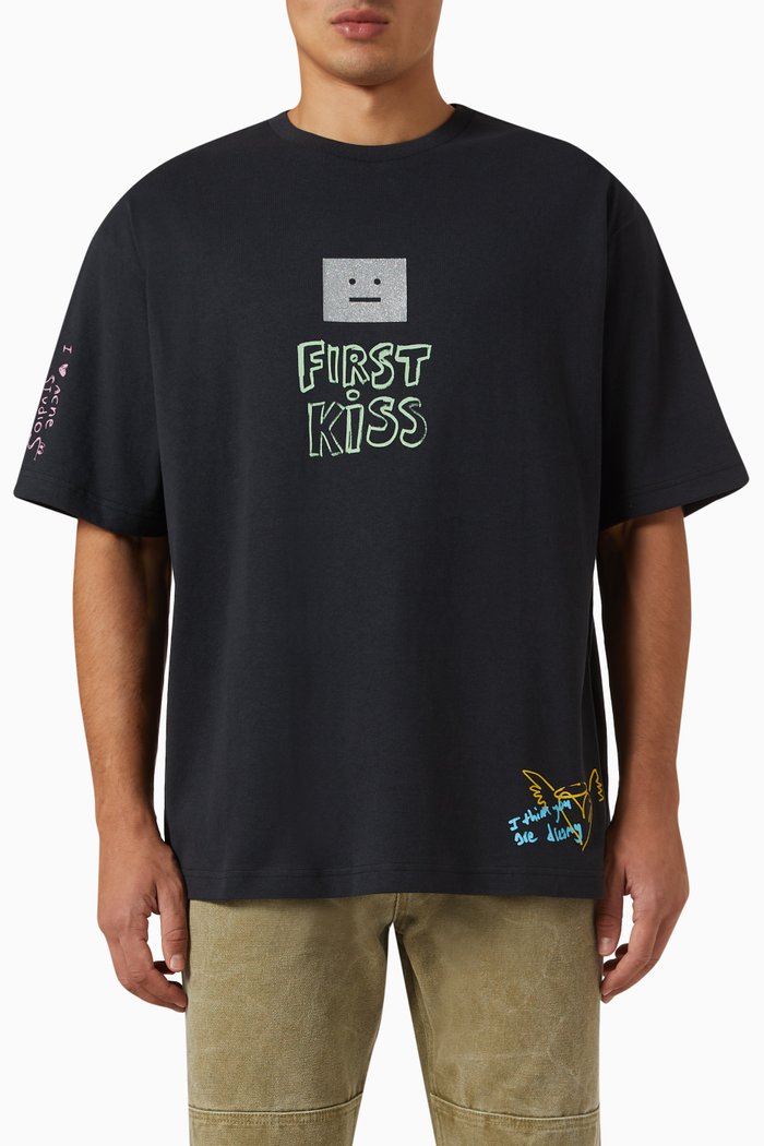 

Exford Scribble T-shirt in Cotton Jersey, Black
