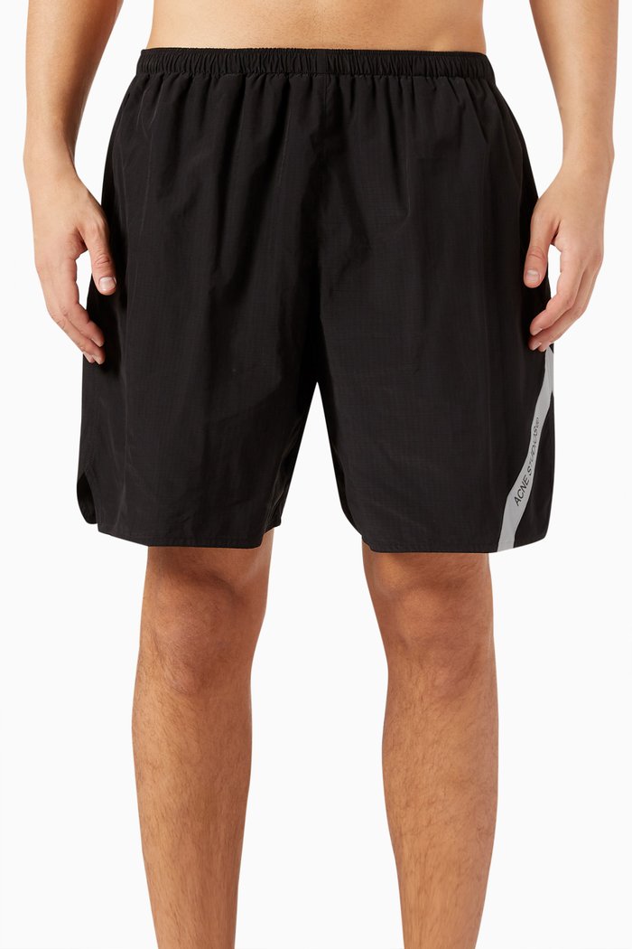 Logo Tape Swim Shorts in Nylon, Black