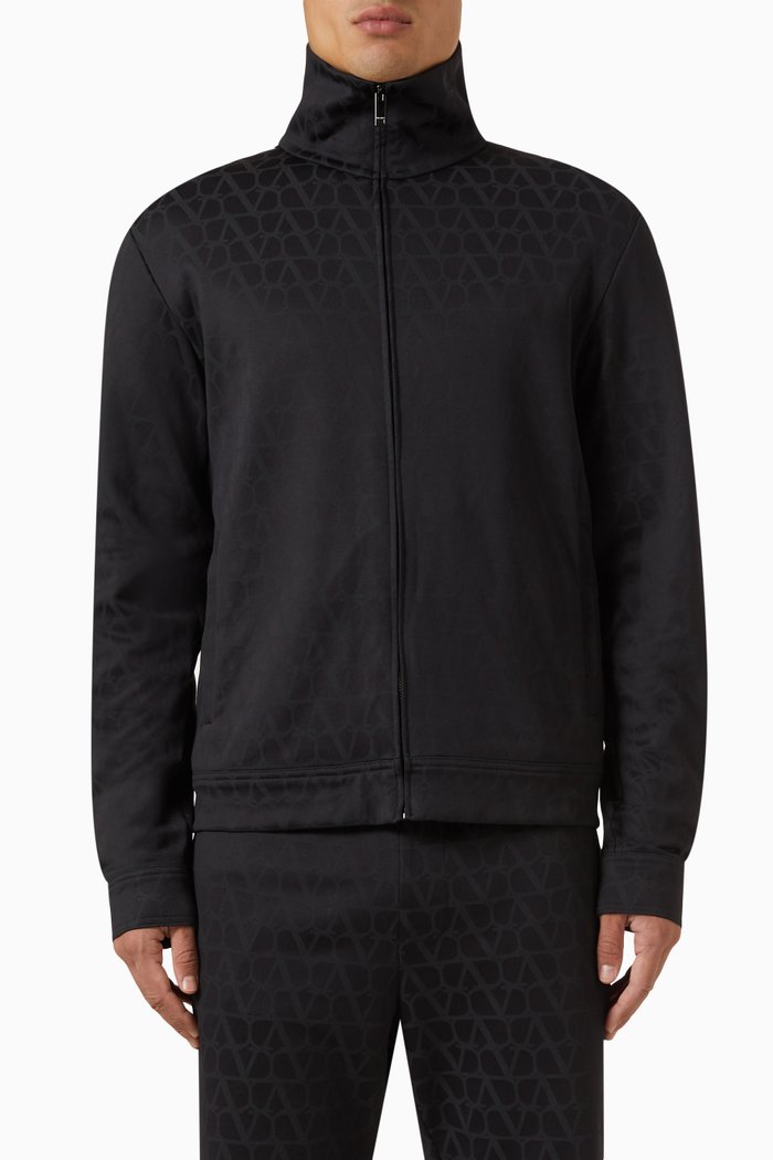 

Valentino Toile Iconographe Zip-up Sweatshirt in Cotton-blend, Black