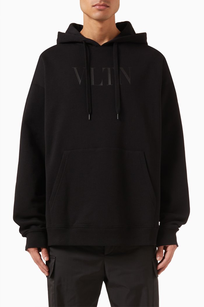 

Valentino Garavani Logo Hoodie in Jersey, Black