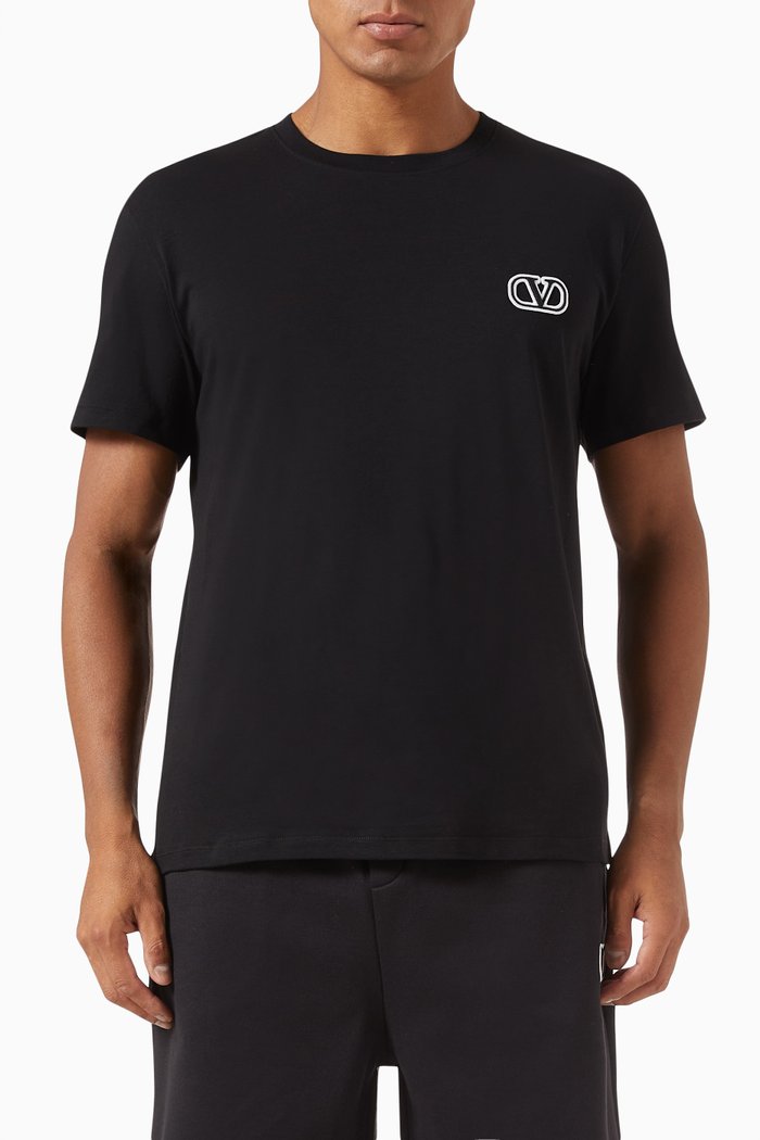 

Valentino Garavani Logo T-shirt in Cotton Jersey, Black