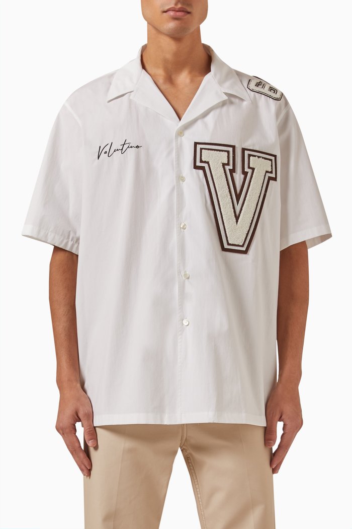 

Valentino Garavani Logo Shirt in Cotton-poplin, White