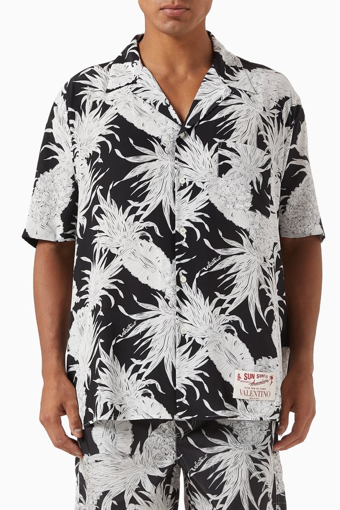 Valentino Garavani Pineapple Print Shirt in Silk, Multicolour