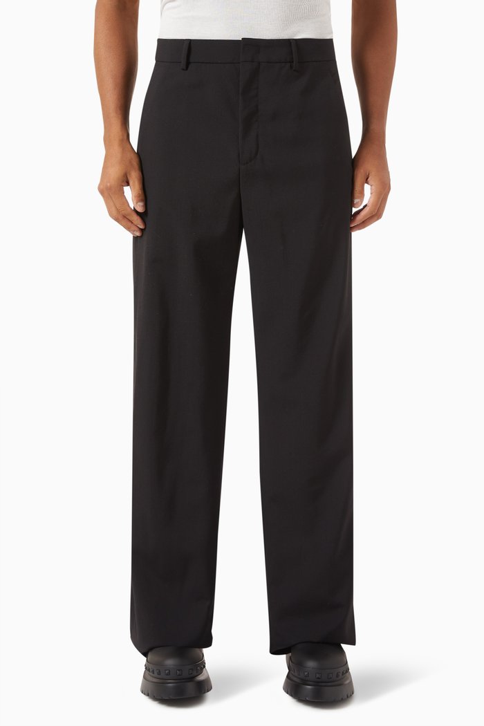 

Valentino Garavani Regular Fit Pants in Wool, Black