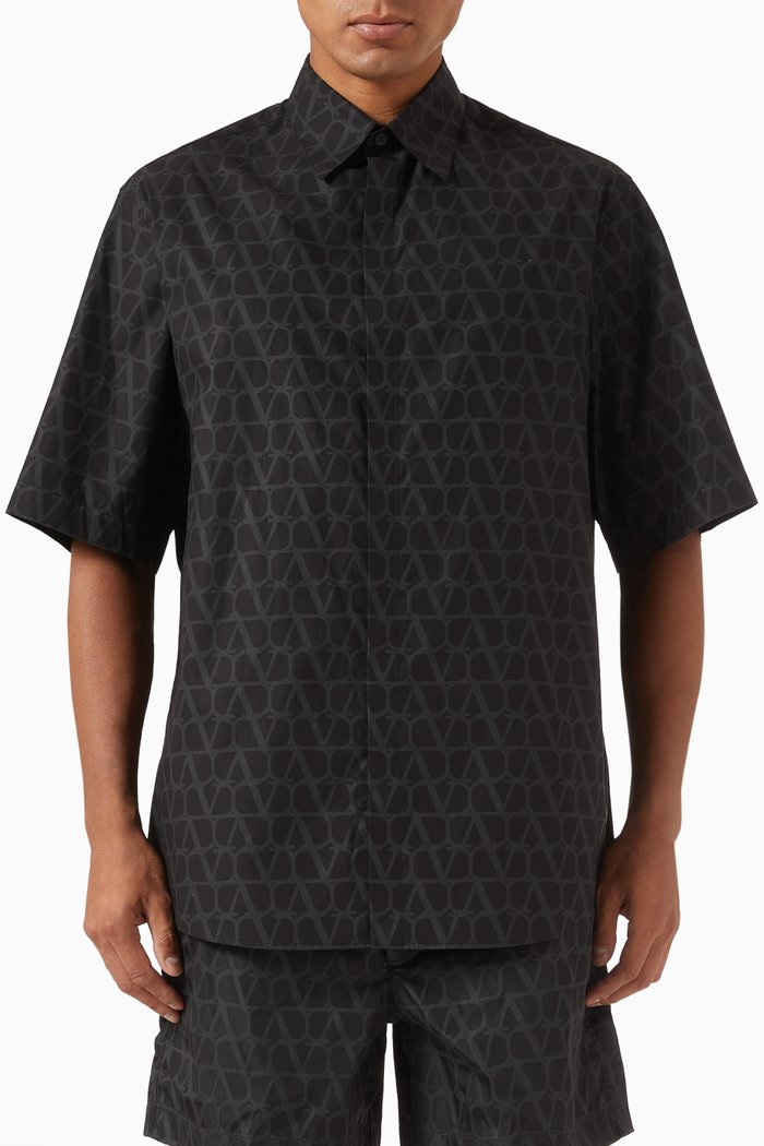 

Valentino Garavani Logo Shirt in Poplin, Black