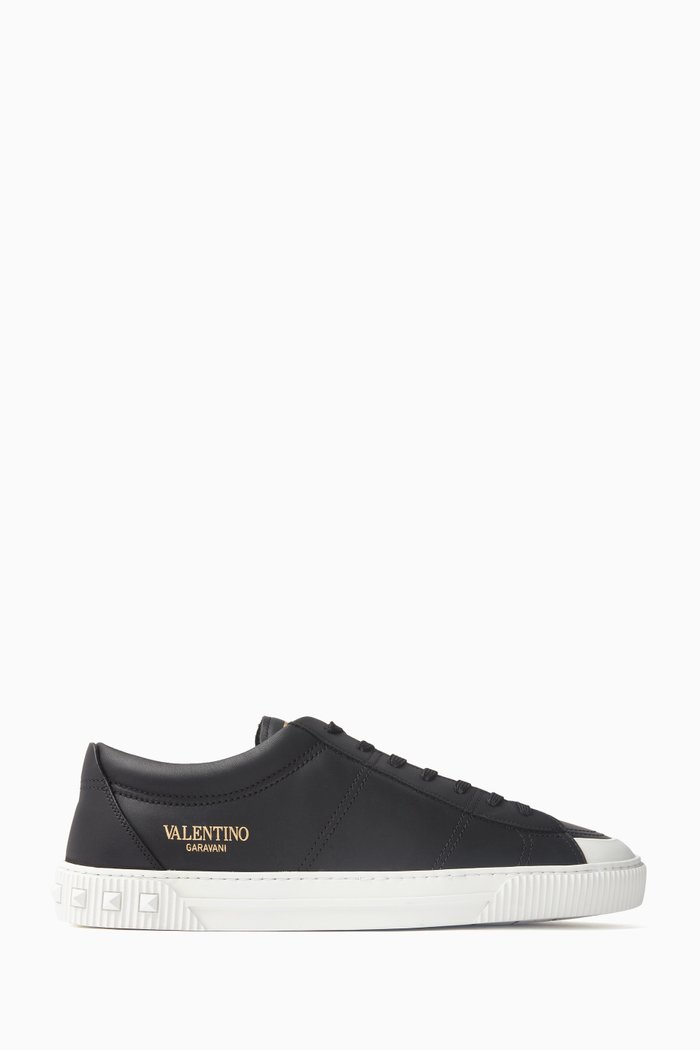 

Valentino Garavani City Planet Sneakers in Calfskin Leather, Black