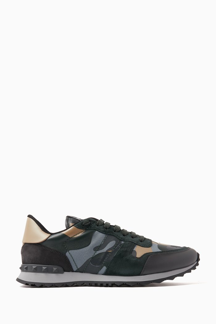 

Valentino Garavani Camouflage Rockrunner Sneaker in Nappa Leather, Fabric & Suede, Multicolour