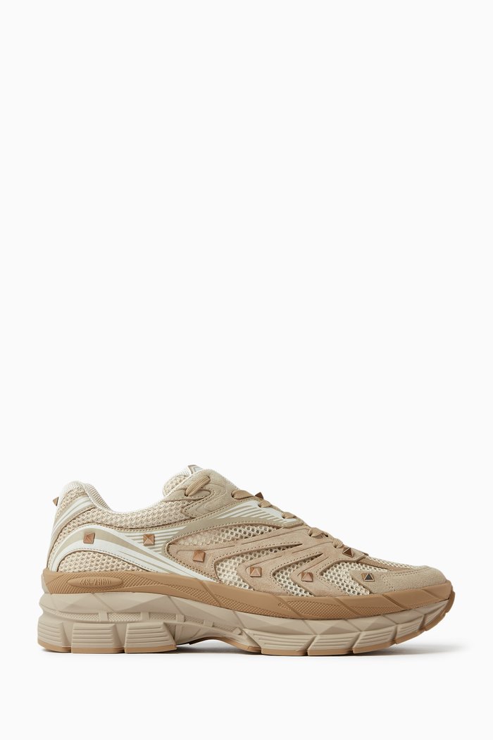 

Valentino Garavani MS-2960 Low-top Sneakers in Fabric & Leather, Neutral