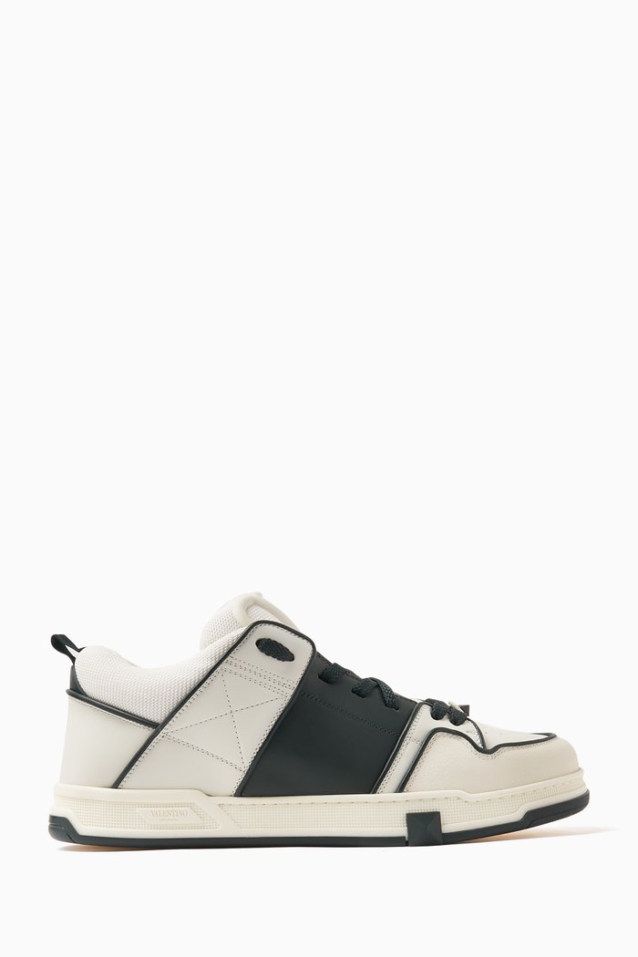 

Valentino Garavani Open Skate Sneakers in Calf Leather & Fabric, White
