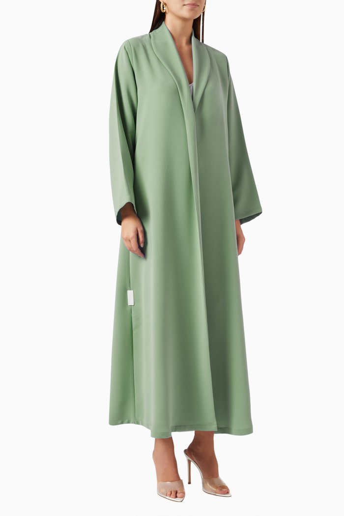 

Collared Abaya in Poly-crepe, Green