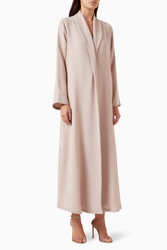 

Collared Abaya in Poly-crepe, Neutral
