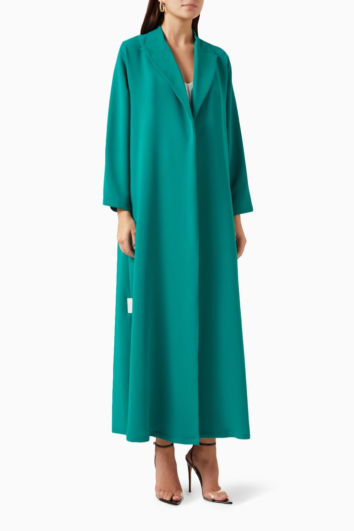 

Collared Abaya in Poly-crepe, Green