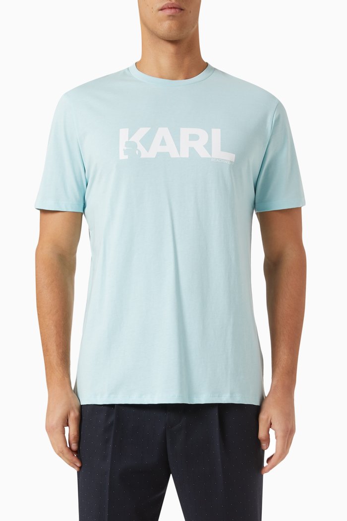 

Karl Logo T-shirt in Cotton Jersey, White