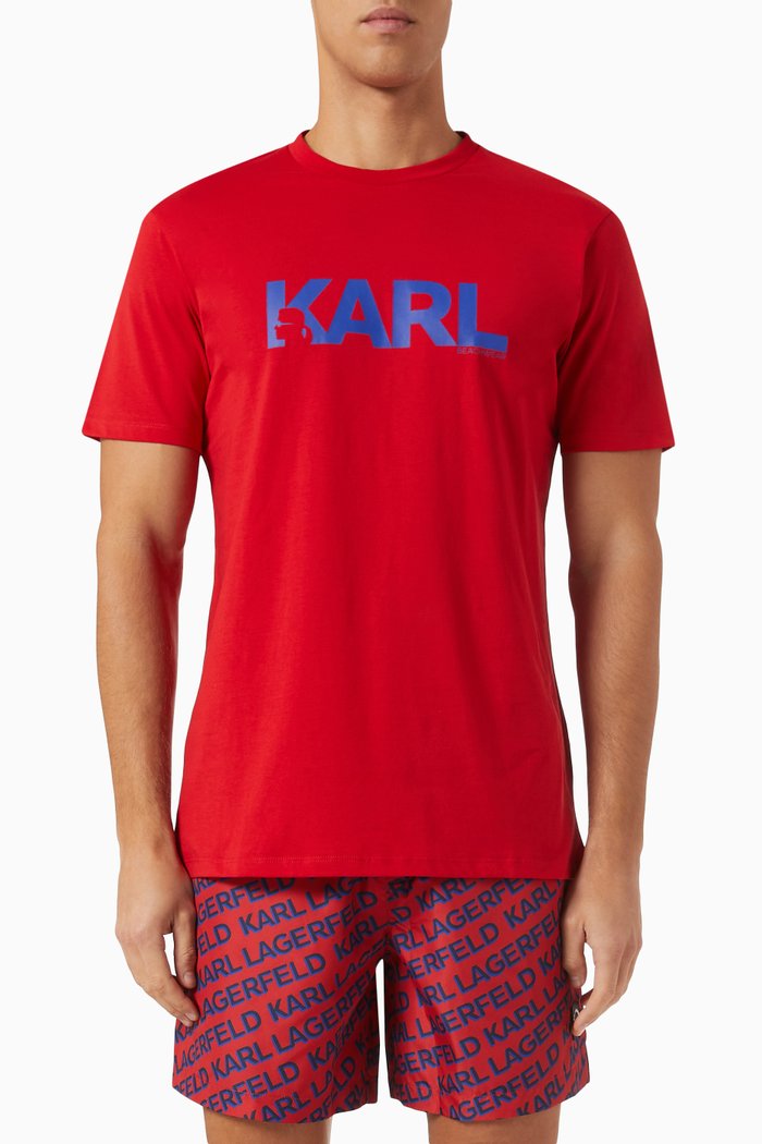 

Karl Logo T-shirt in Cotton Jersey, Red