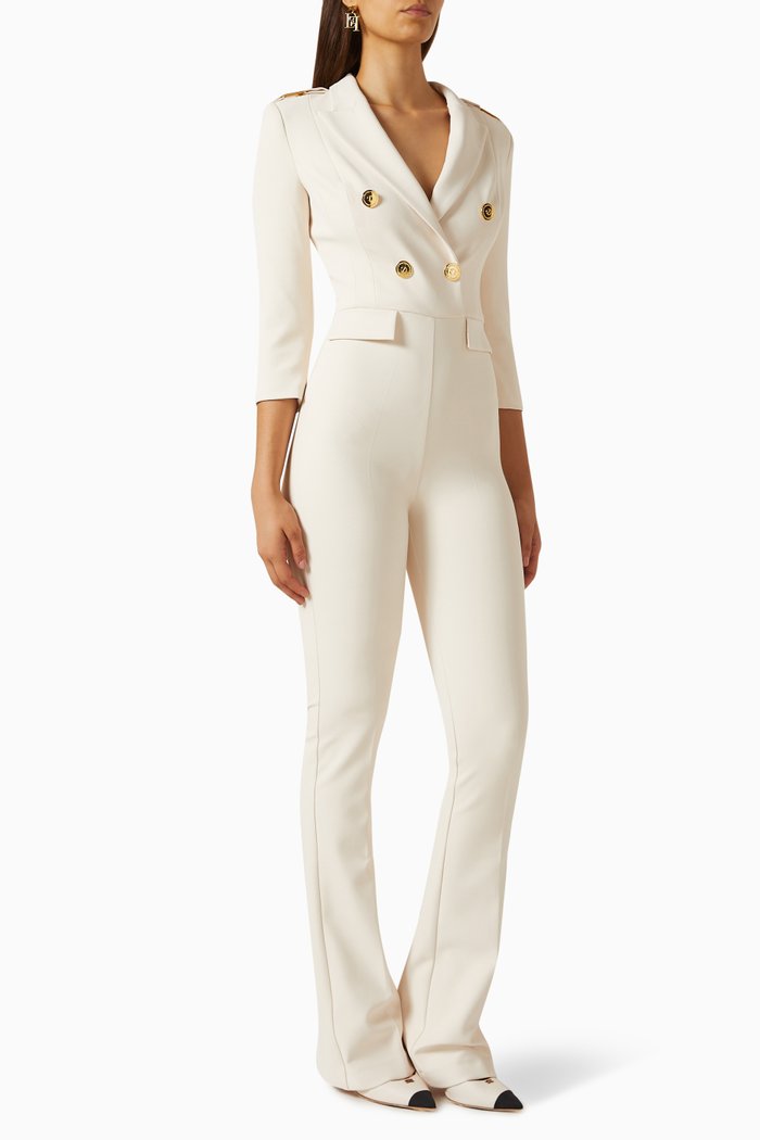 

Double-breasted Jumpsuit in Crepé, Neutral