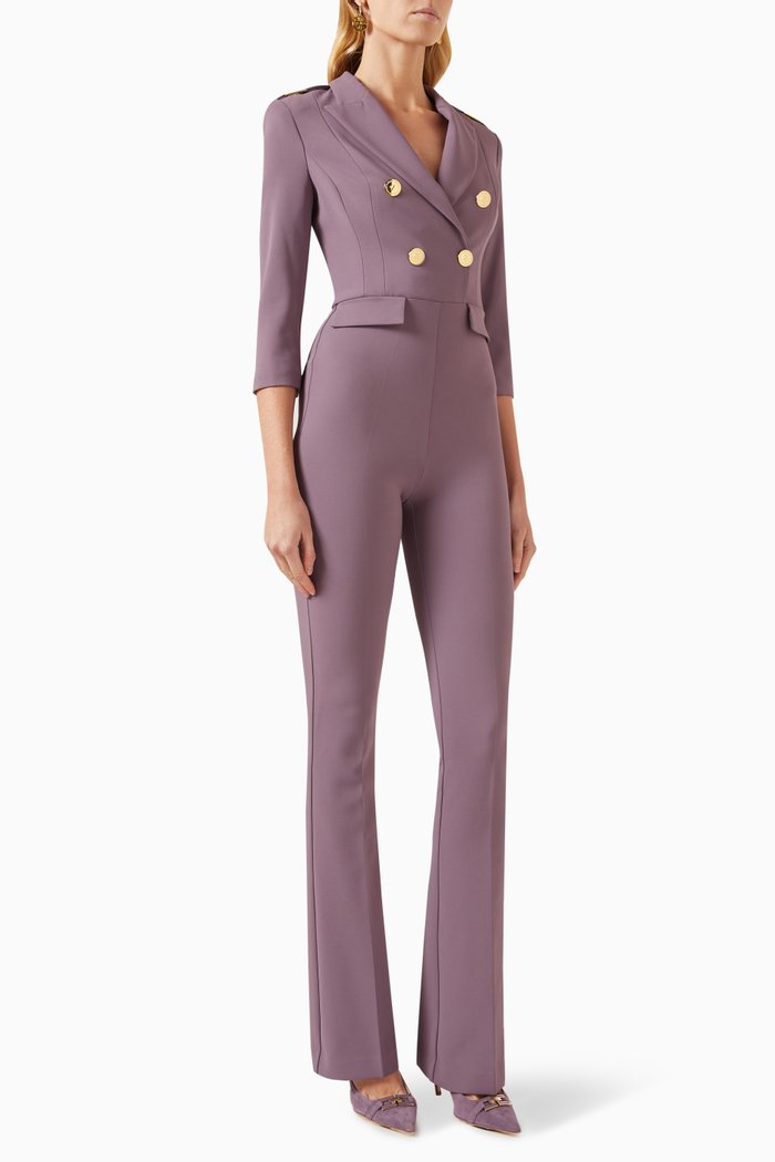 

Double-breasted Jumpsuit in Crepé, Purple