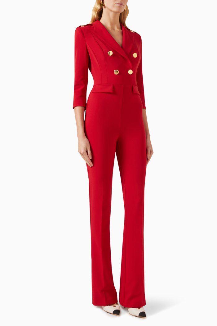 

Double-breasted Jumpsuit in Crepé, Red