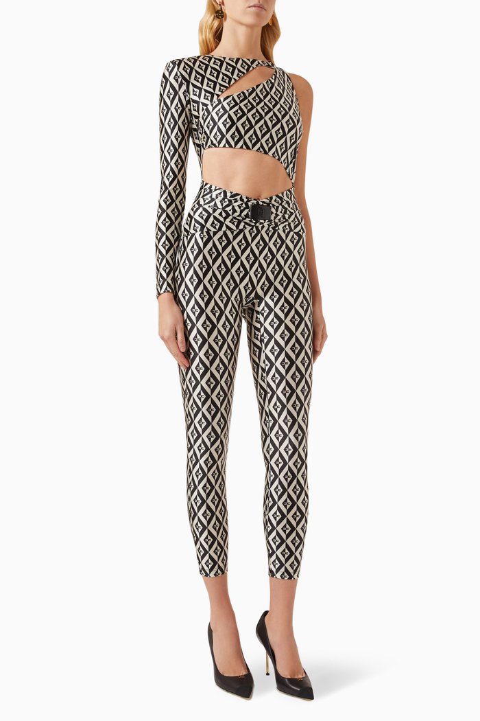 

Cut-out Jumpsuit in Lycra, Black
