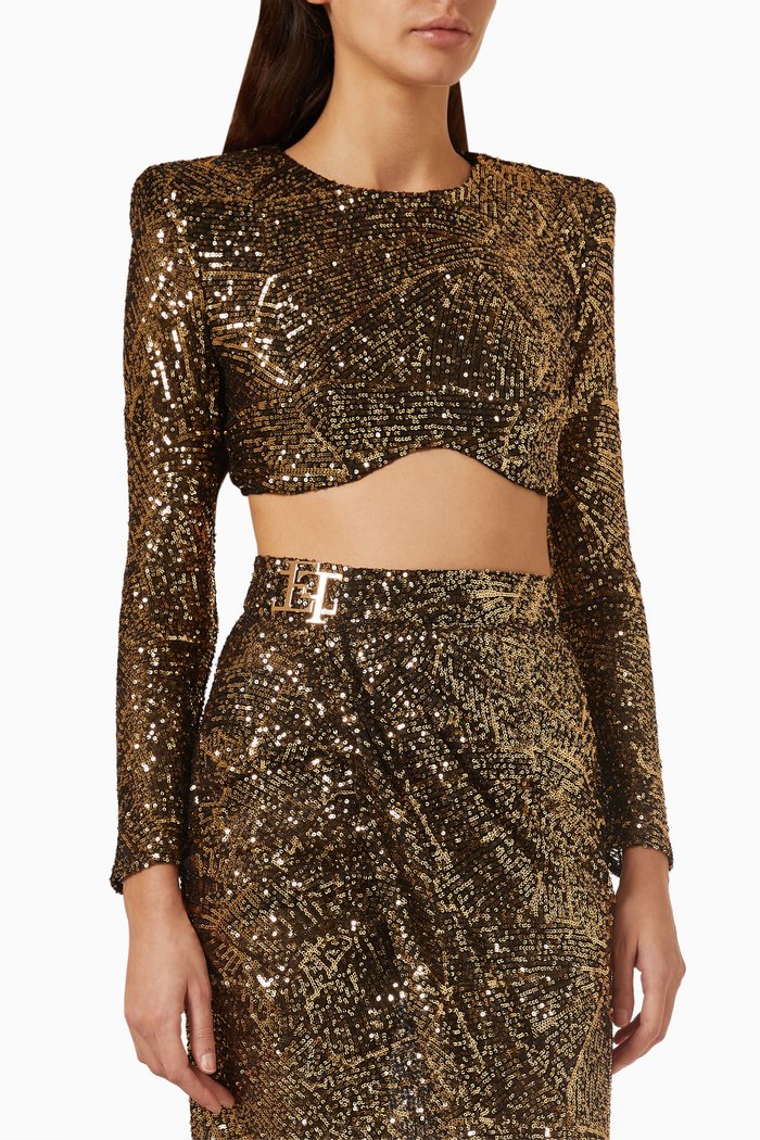 

Crop Top in Sequins, Black