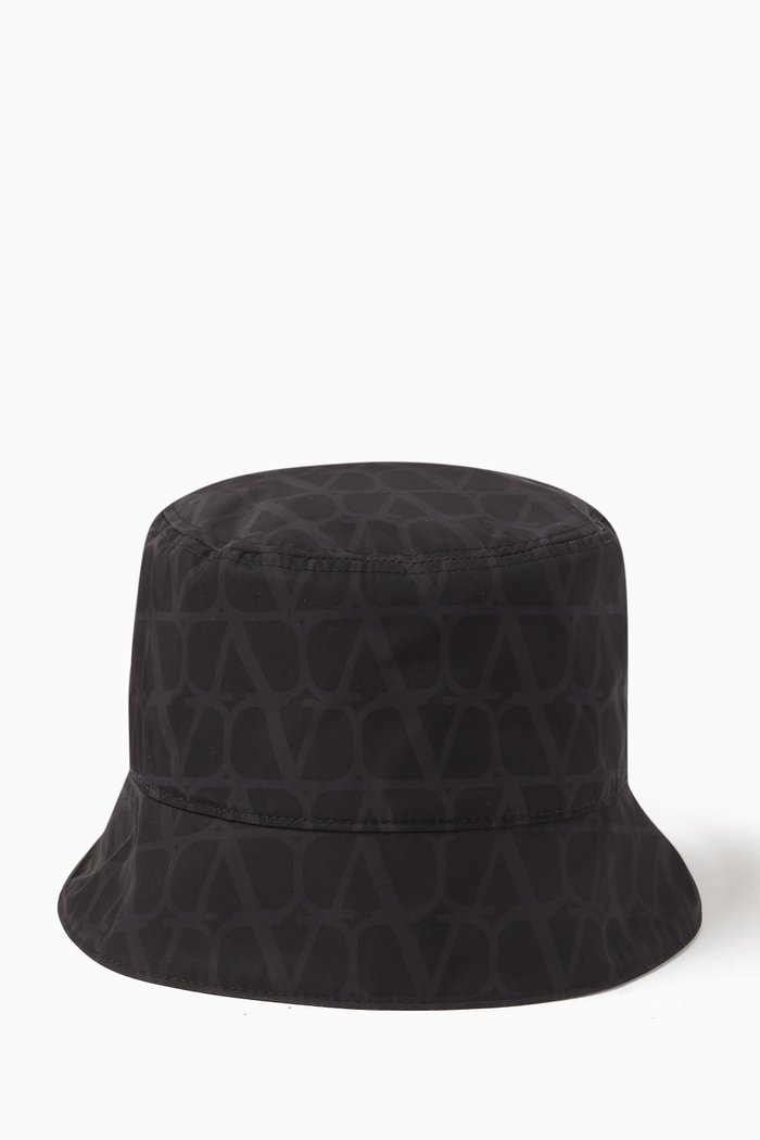 

Valentino Garavani Toile Iconographe Bucket Hat in Nylon, Black