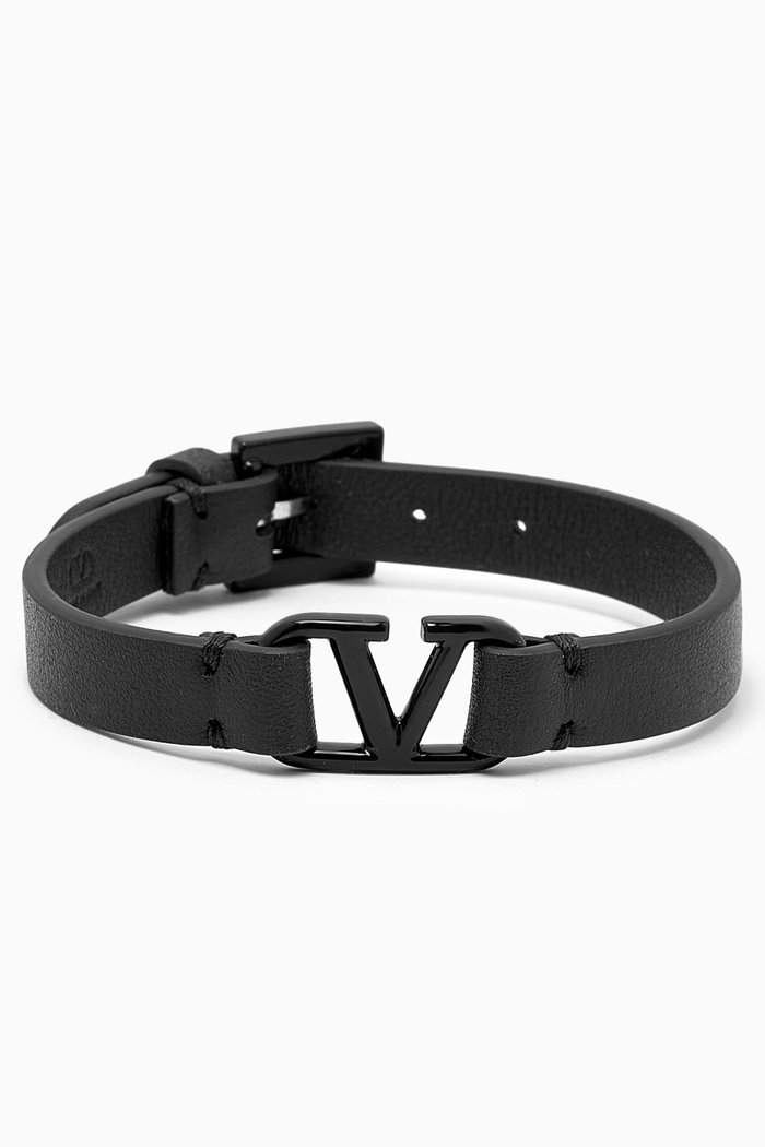 

Valentino Garavani VLOGO Bracelet in Leather, Black