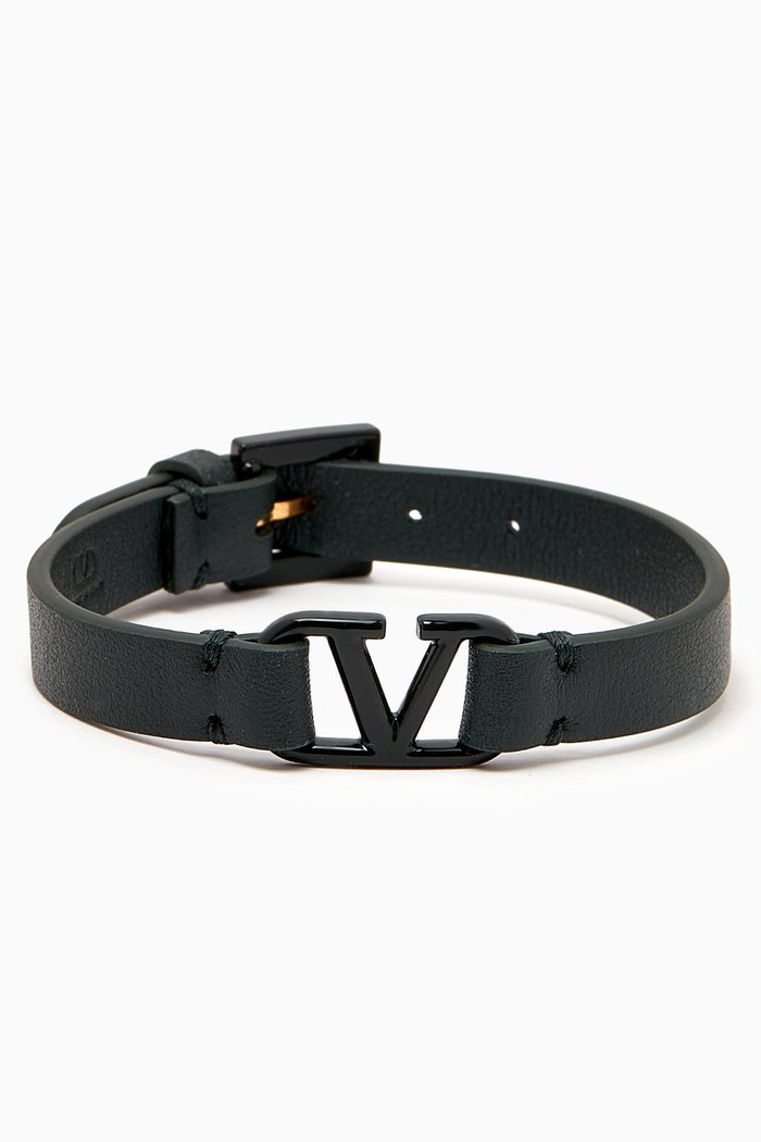 

Valentino Garavani VLOGO Bracelet in Leather, Grey
