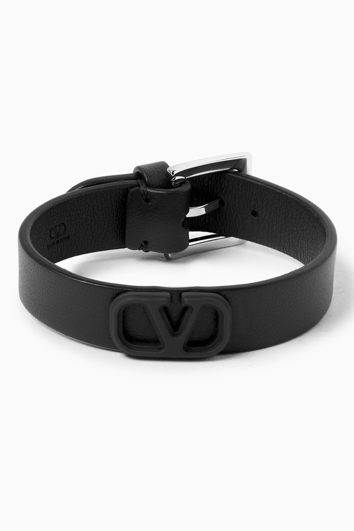

Valentino Garavani VLOGO Bracelet in Leather, Black