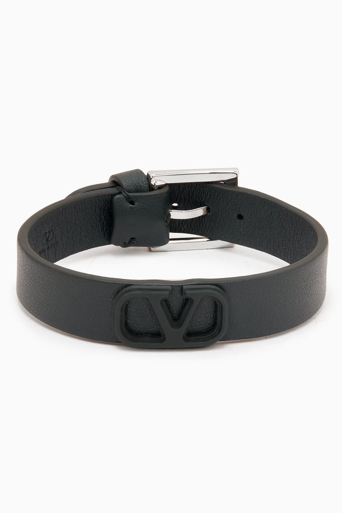 

Valentino Garavani VLOGO Bracelet in Leather, Grey