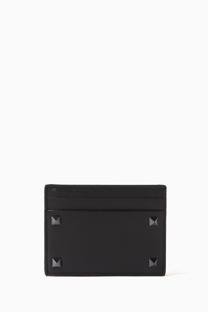

Valentino Garavani Rockstud Cardholder in Leather, Black