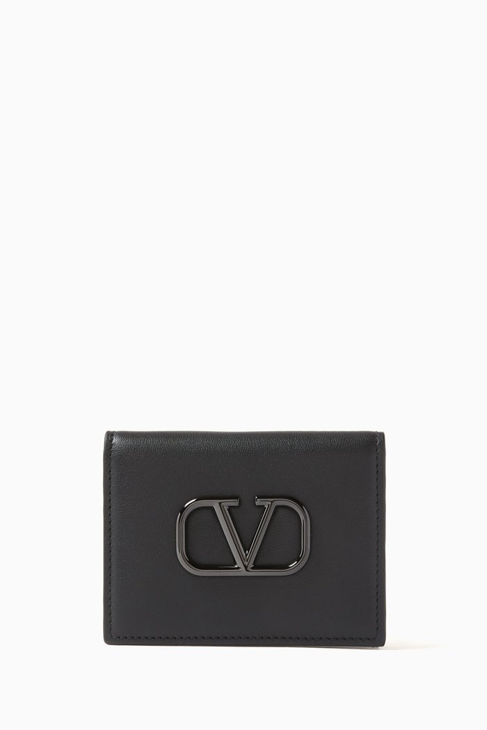 

Valentino Garavani VLOGO Card Holder in Leather, Black