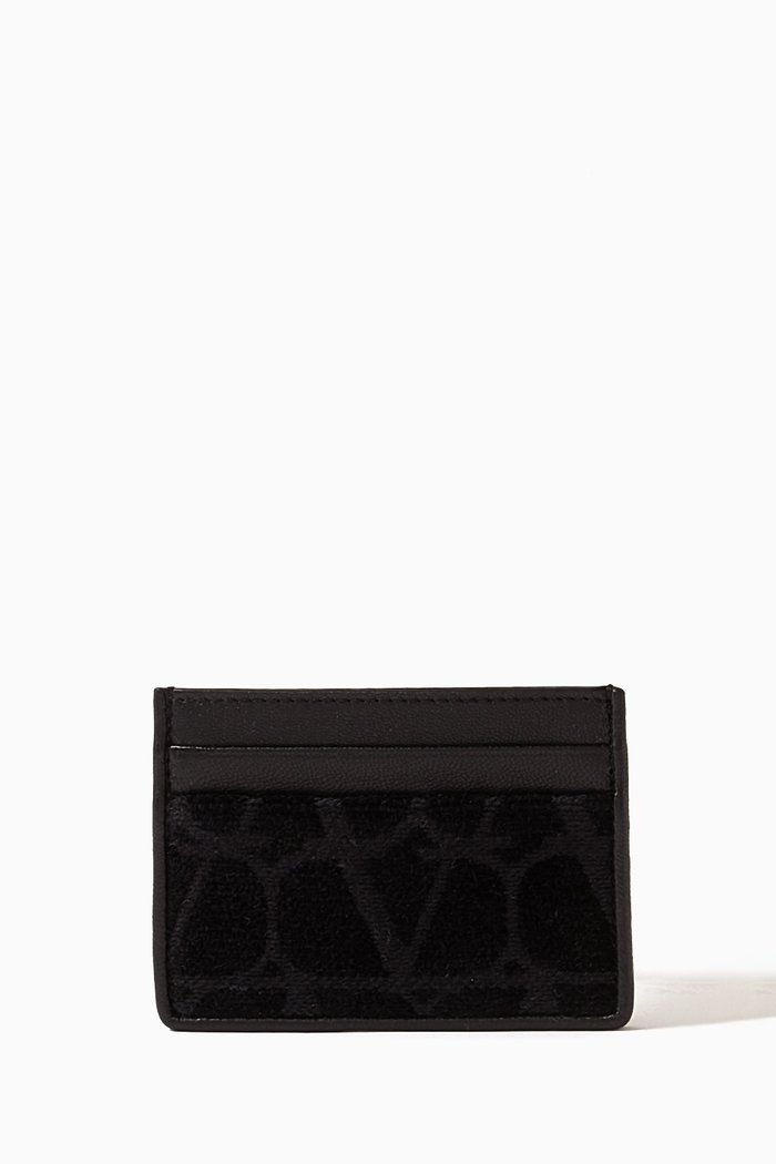 

Valentino Garavani Toile Iconographe Card Holder in Nappa Leather, Black