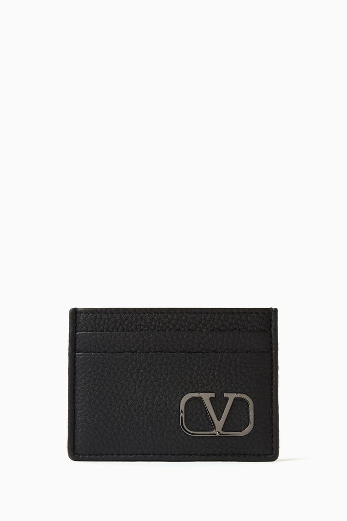 

Valentino Garavani VLOGO Card Holder in Leather, Black