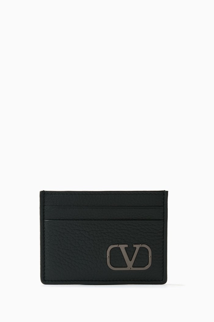 

Valentino Garavani VLOGO Card Holder in Leather, Black