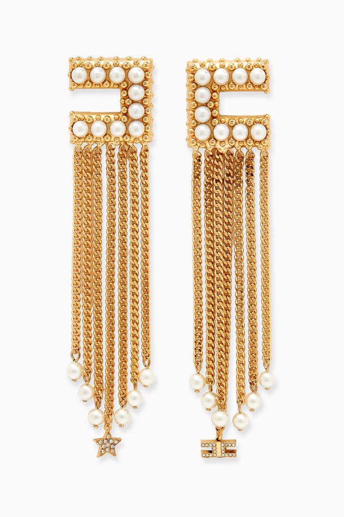 

EF Chain Tassel Earrings, Gold