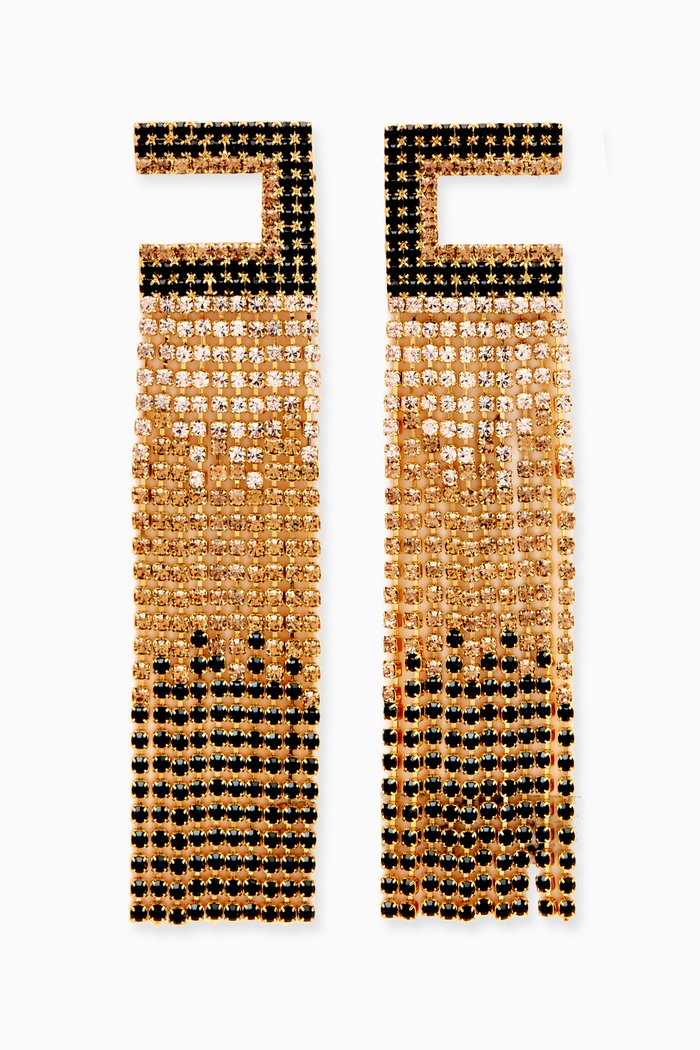 

EF Chain Tassel Earrings, Black