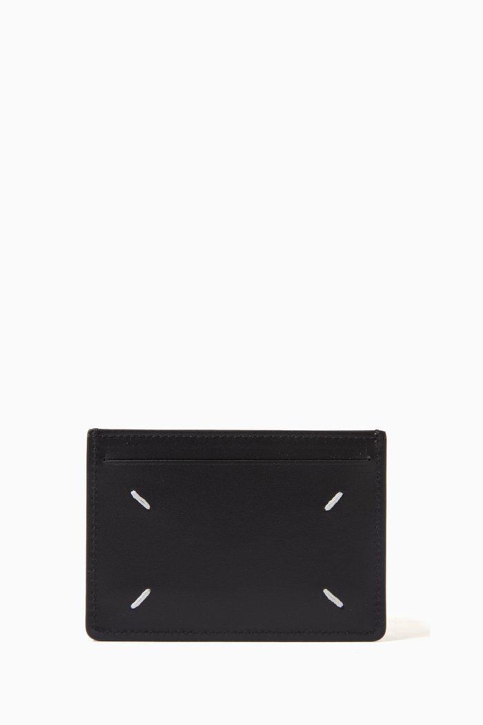 

Four Stitches Cardholder in Leather, Black