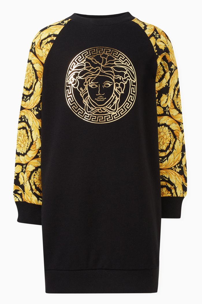

Barocco-print Sweatshirt Dress in Cotton, Black
