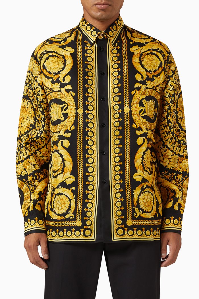 

Barocco Shirt in Silk, Black
