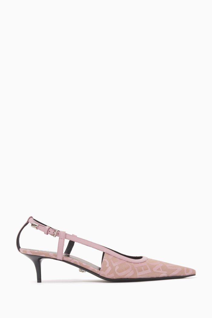 VERSACE Allover Slingback Pumps in Jacquard, Pink