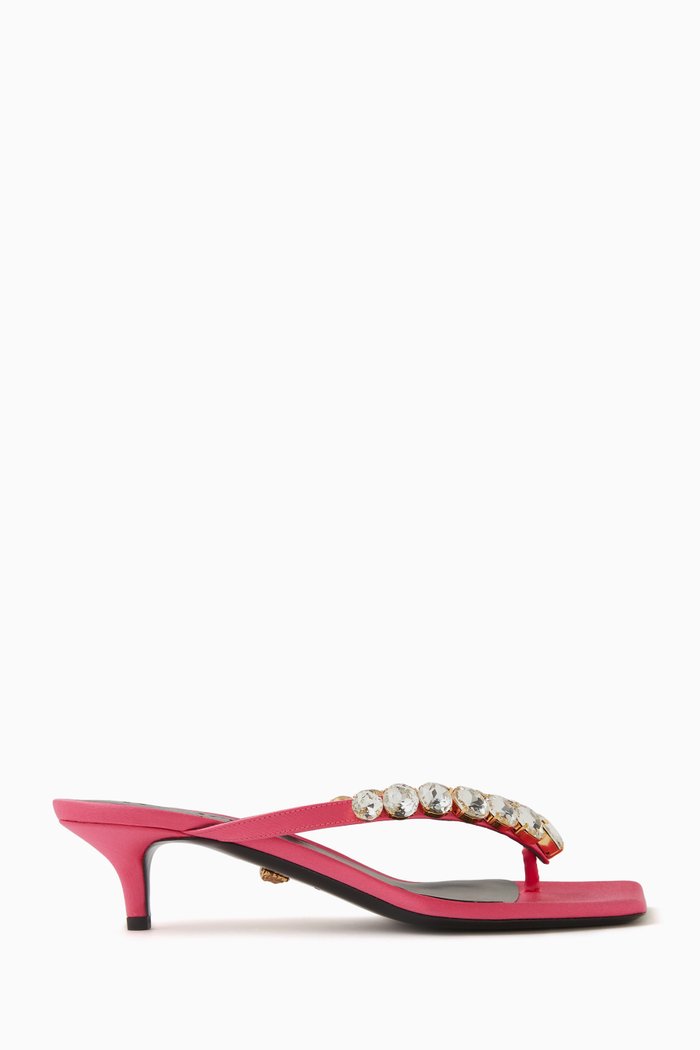 

Crystal Thong Sandals in Satin, Pink