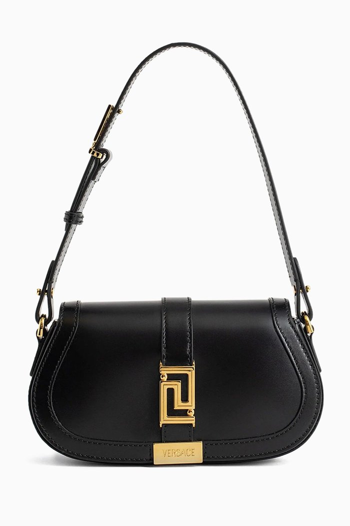 

Mini Greca Goddess Shoulder Bag in Calfskin Leather, Black